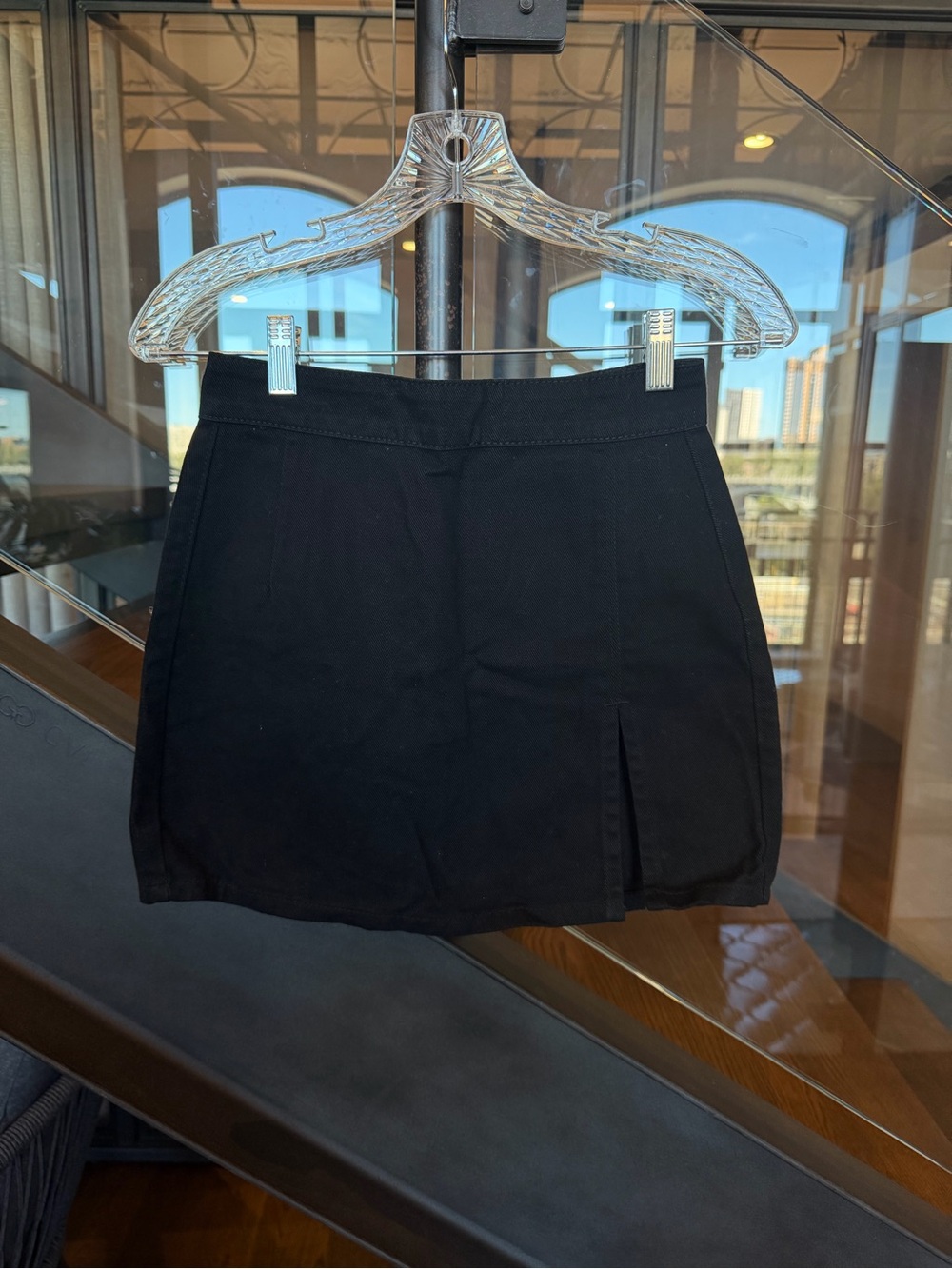 Lioness Black Mini Skirt with Front Slit